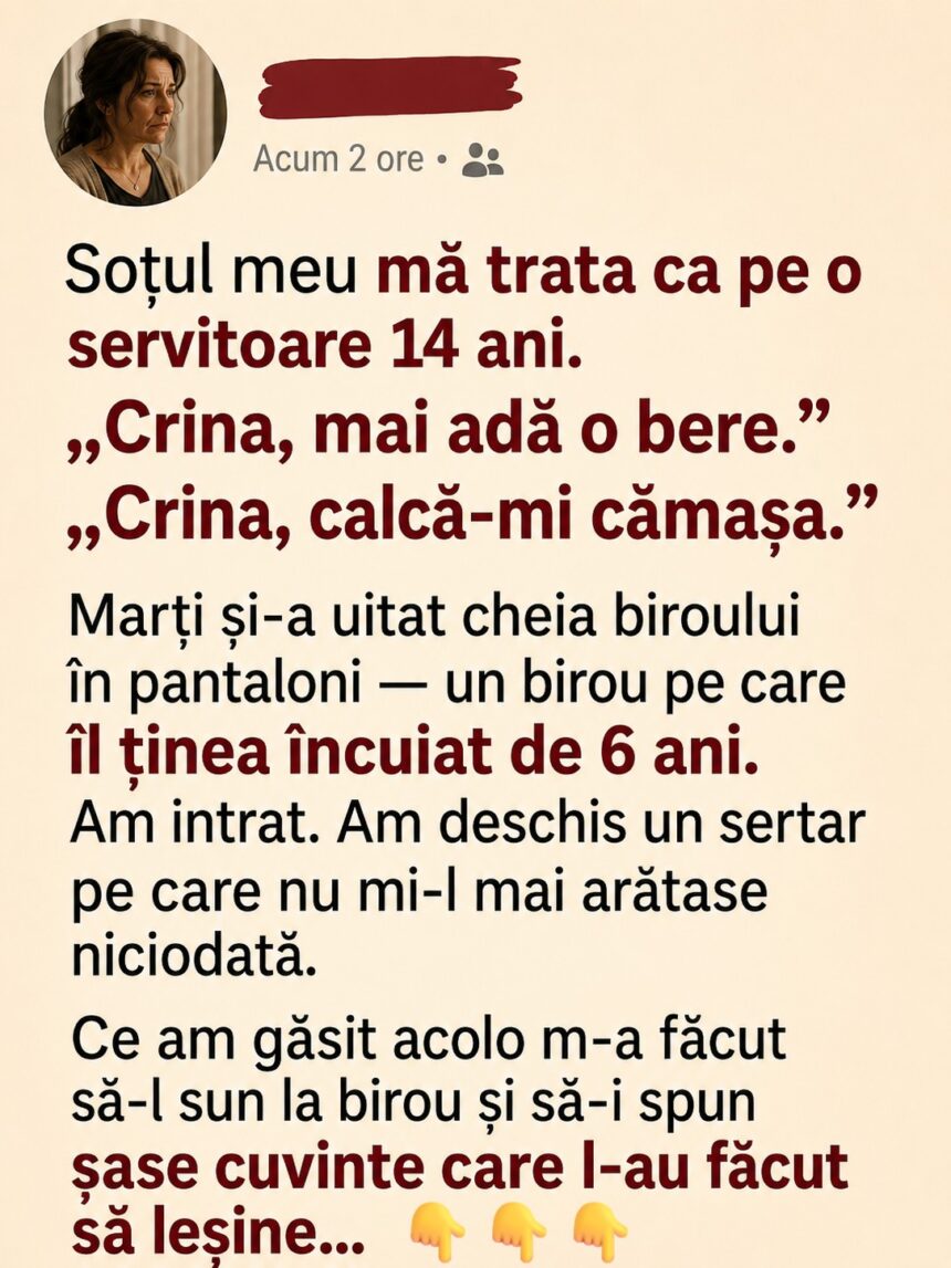 14 ani de căsnicie. Soțul m-a tratat ca pe o servitoare. 51 694953343