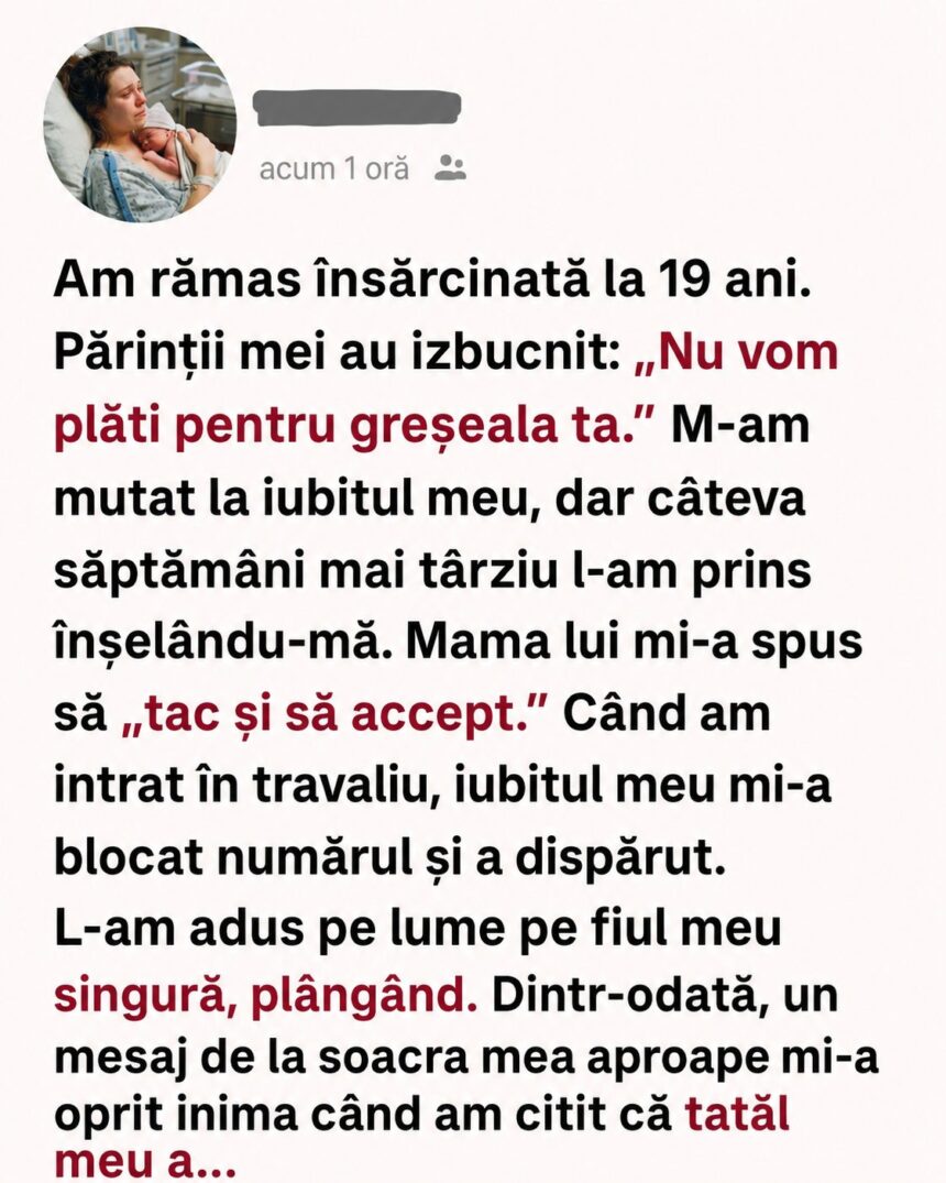 Iubitul meu a dispărut în timp ce eram în travaliu, dar persoana care mă aștepta la spital a schimbat totul. 51 696994149