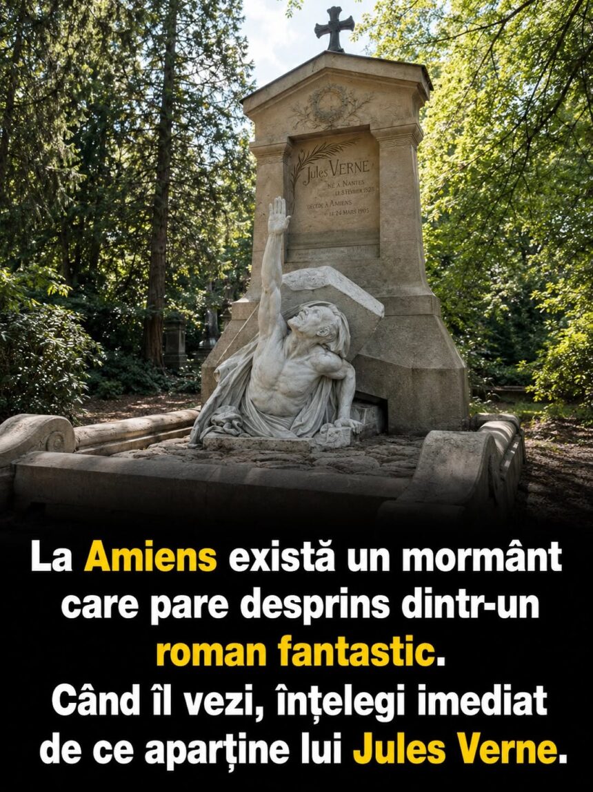 Mormântul lui Jules Verne pare o scenă dintr-unul dintre romanele sale. Scriitorul „iese” din piatră și întinde mâna spre cer 51 792237278